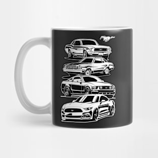 Ford Mustang first generation to latest model Eco boost 2016 illustration graphics Mug